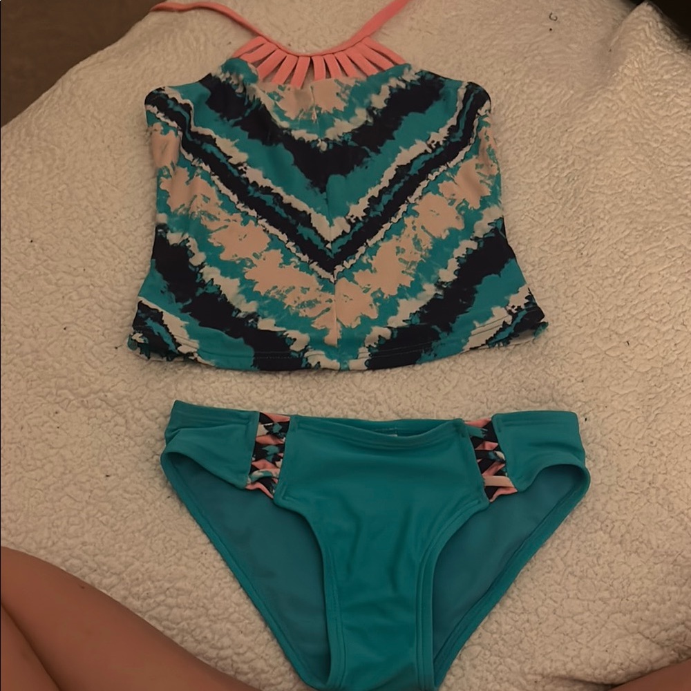 Teal and Pink Halter Bikini Set